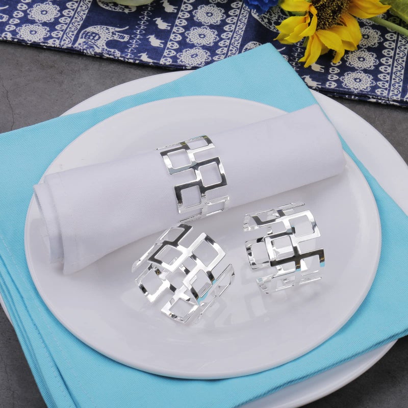 LogHog Alloy Silver Napkin Rings Set of 12, Delicate Napkin Holder Ring Buckles Ideal Table Setting Decor for Wedding, Parties, Holiday (Elegant Silver) - Image 2